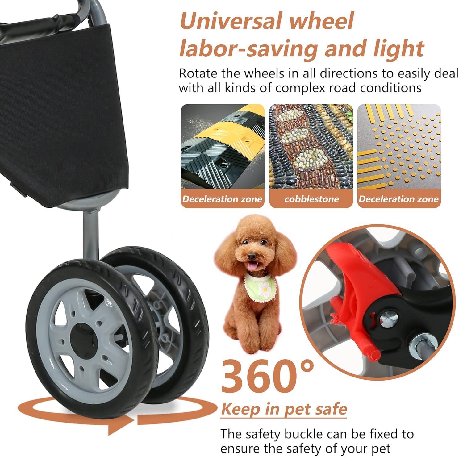 3 Wheels Travel Folding Pet Stroller for Small Medium Dog Cat Jogger Stroller