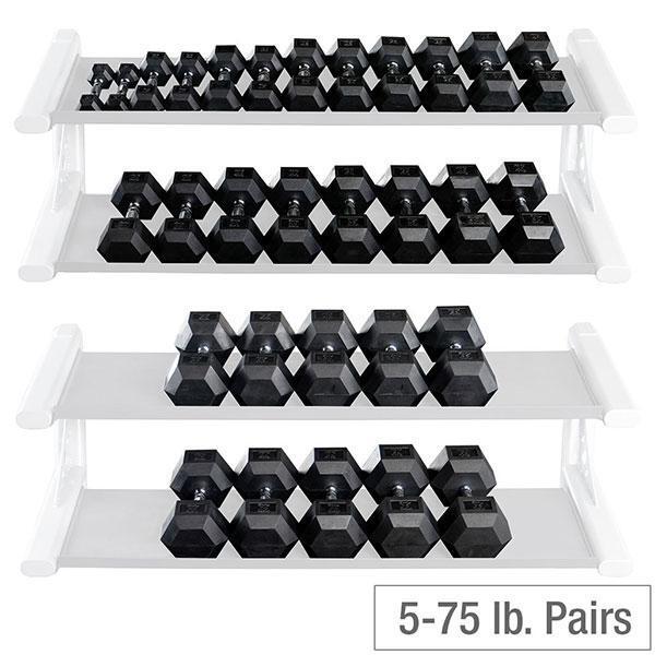 Body-Solid 5-75 lb Rubber Coated Hex Dumbbell Set SDRS1200