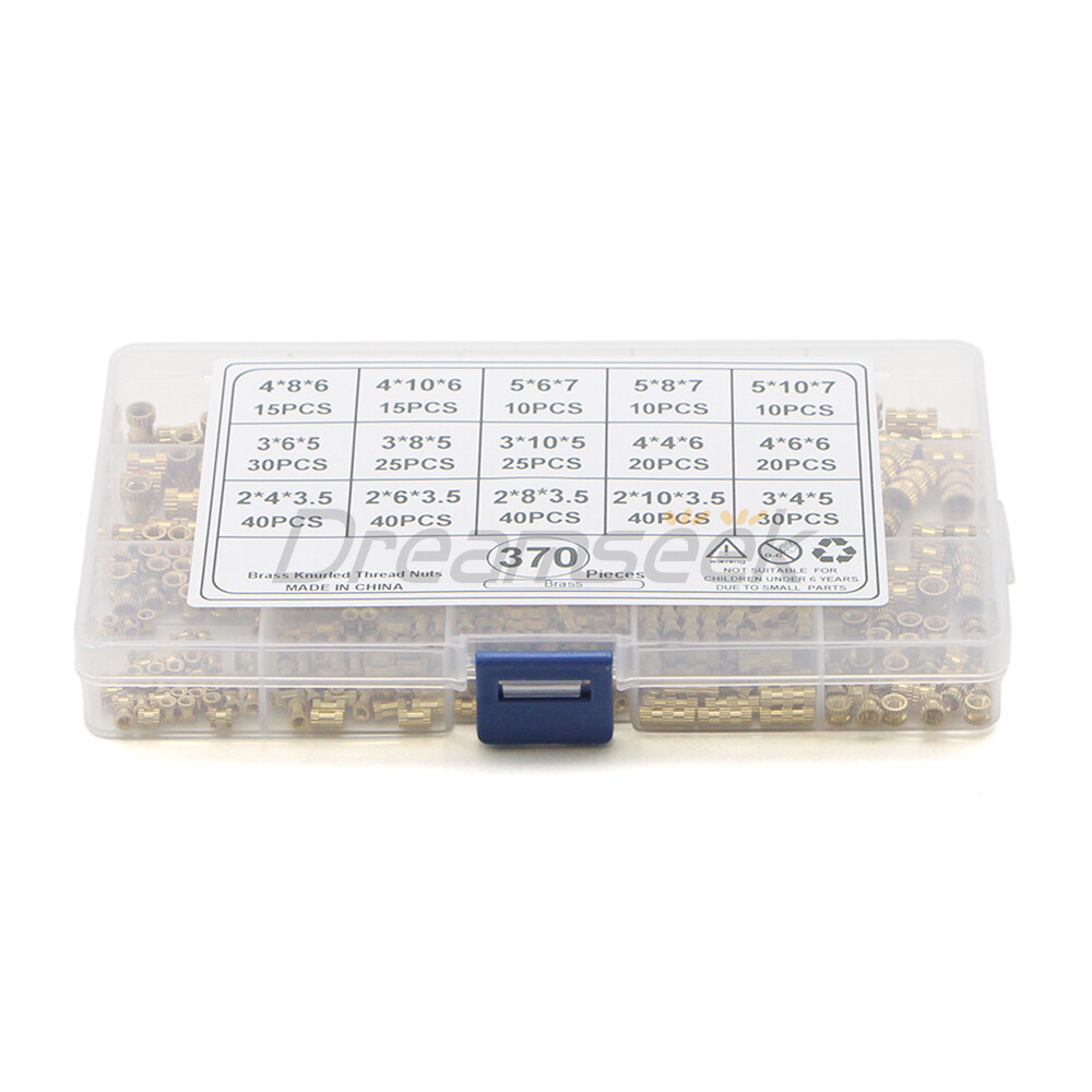 370Pcs Brass Knurled Nut Thread Set Insert Embedment Injection Nuts M2 M3 M4 M5