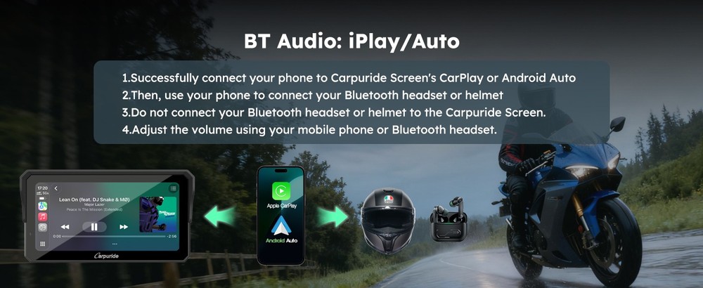 W602S PRO 6.25" Motorcycle CarPlay & Android Auto Display Wireless Connectivity