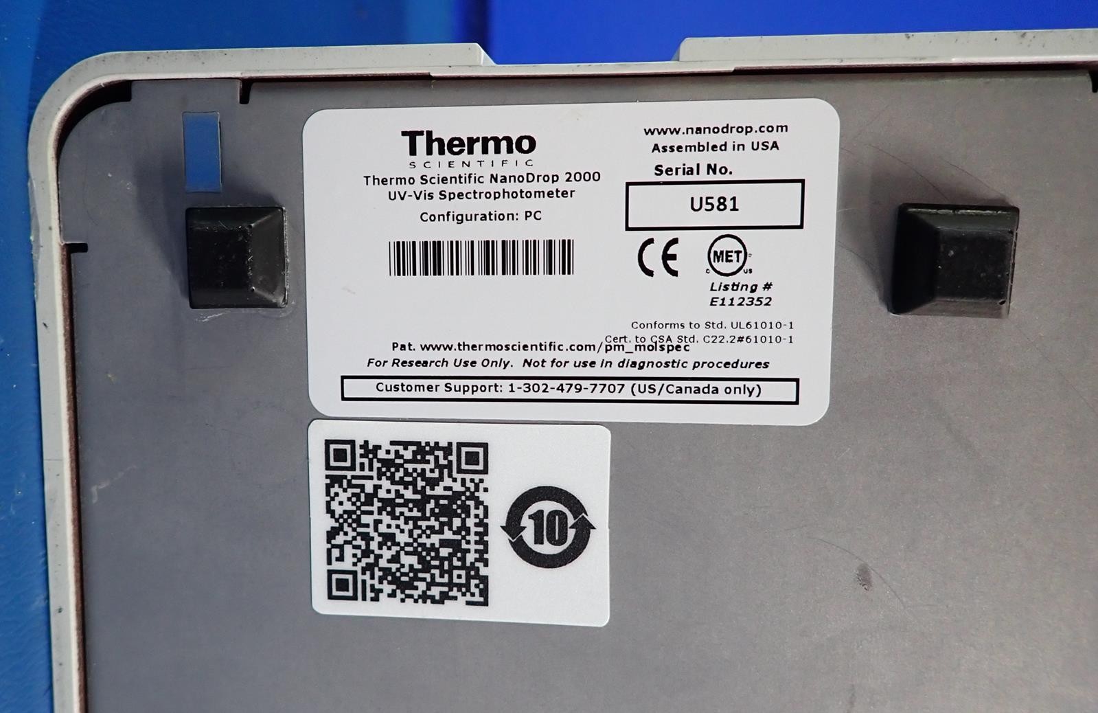 THERMO SCIENTIFIC NANODROP 2000 UV-VIS Spectrophotometer