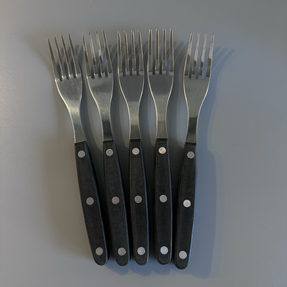 28 Stainless Flatware Black Composite Set Dinner forks Salad Spoons riveted