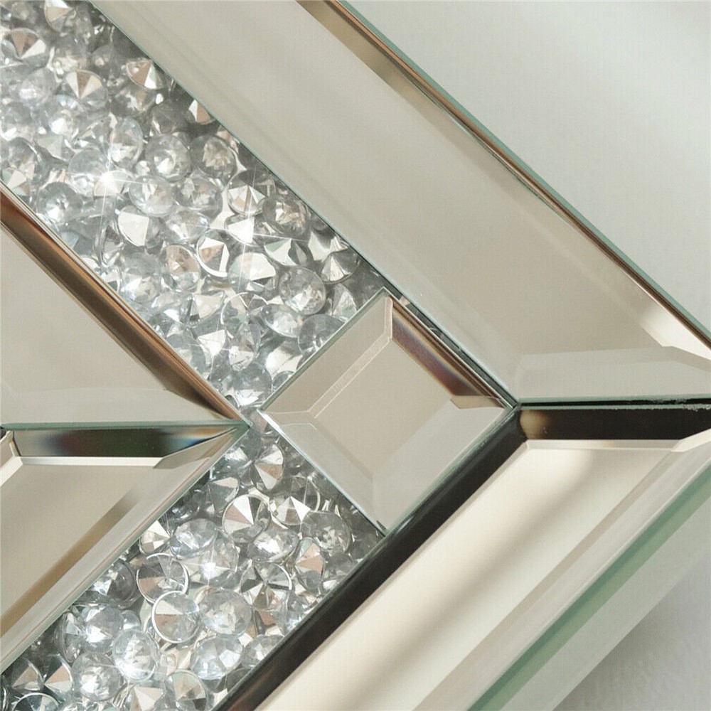 Polished Silver Table Desktop Clock Crush Diamond Surrounded Fireplace Ornaments