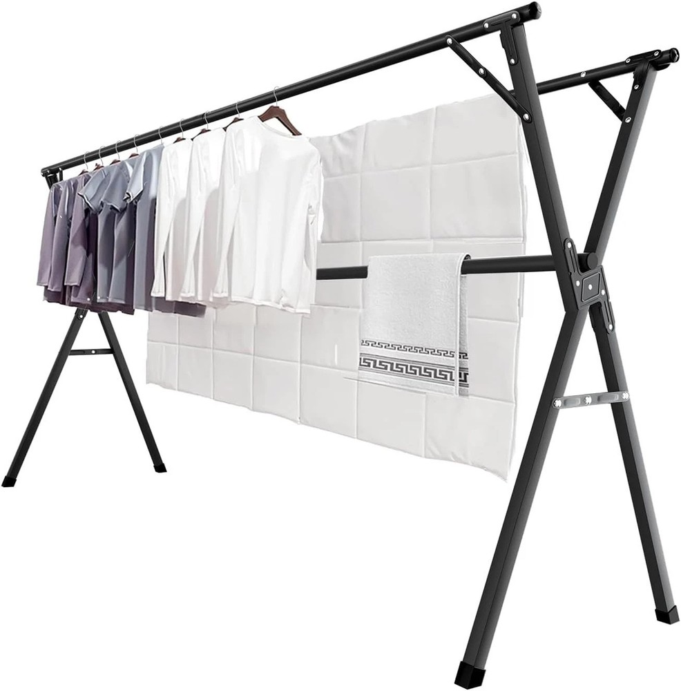 Portable Folding Laundry Drying Rack with Telescoping Design for Easy Storage