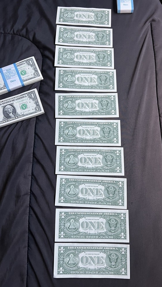 Rare Uncirculated Sequential $1 Bills w/ Multiple Printing Errors - 10 Count