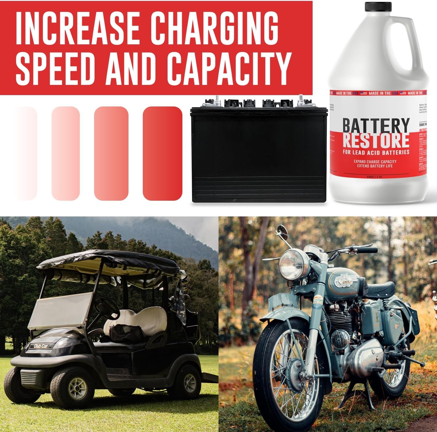Battery Restore For Lead Acid Batteries - Made In USA - 64oz Formulated Solut...