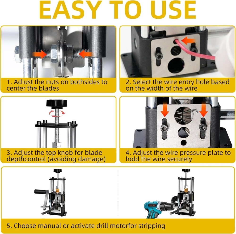 Wire Stripper Machine, 0.03-1 Inch Wire Stripping Machine with Hand Crank
