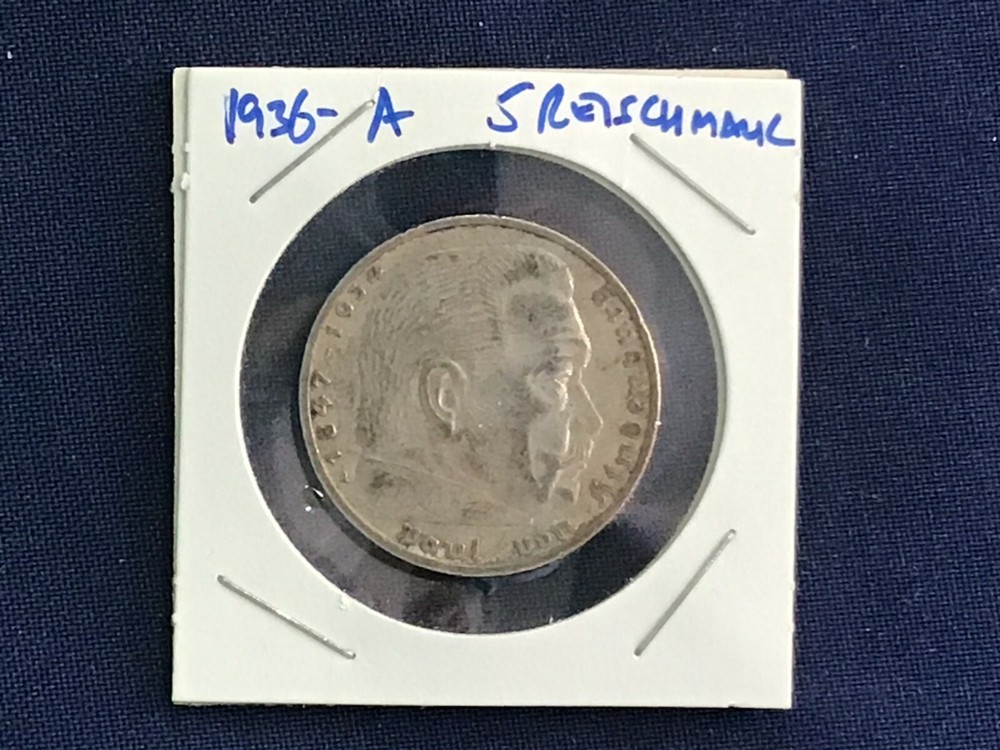 1936-A Germany Silver 5 Reischmark E7740