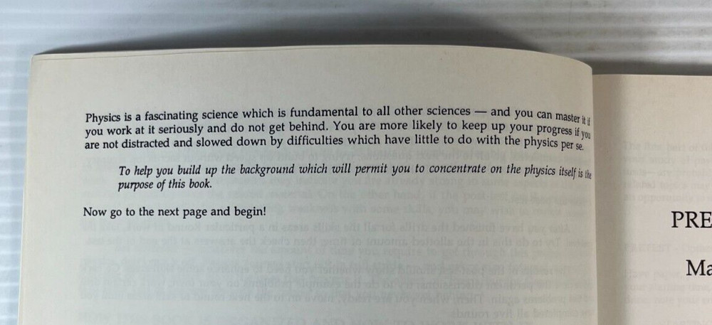 Preparing for General Physics Math Skill Drills and Other Useful Help 1992 USED
