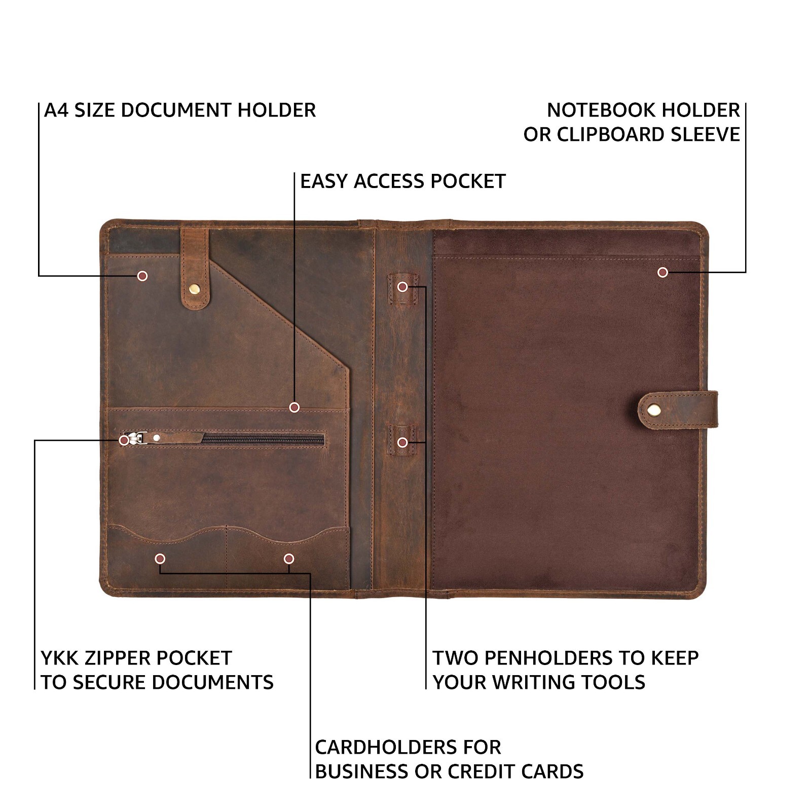 Leather Portfolio Organizer - Professional Business Padfolio for Men & Women