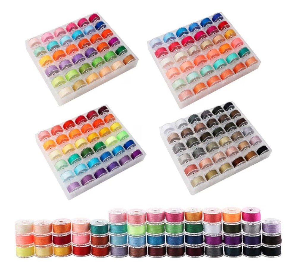 144 Colors Prewound Bobbin Thread Plastic Size A SA156 Class 15 Polyester Thread