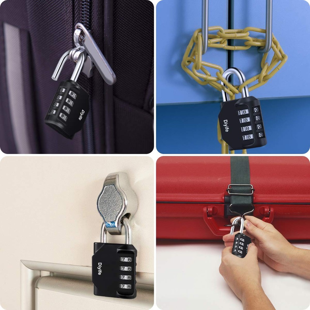 3 Pack Combination Padlock Outdoor, 4 Digit Combination Lock Waterproof, Meta...