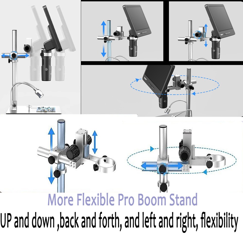 TOMLOV 10" Digital Microscope 2000x Soldering Microscop Flexibable Arm Stand