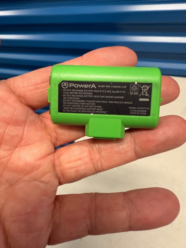 Replacement PowerA Rechargeable Battery Pack For Xbox Controllers Green 1100mAh