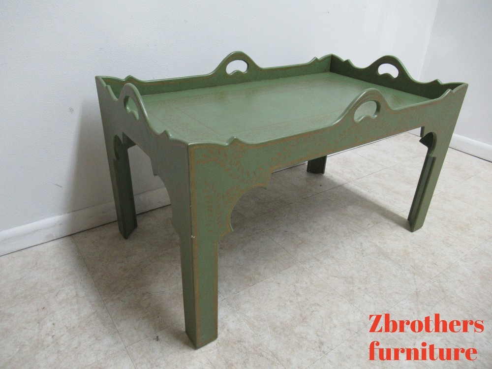 Niermann Weeks Paint Decorated Parson Tray Top Serving Coffee Table