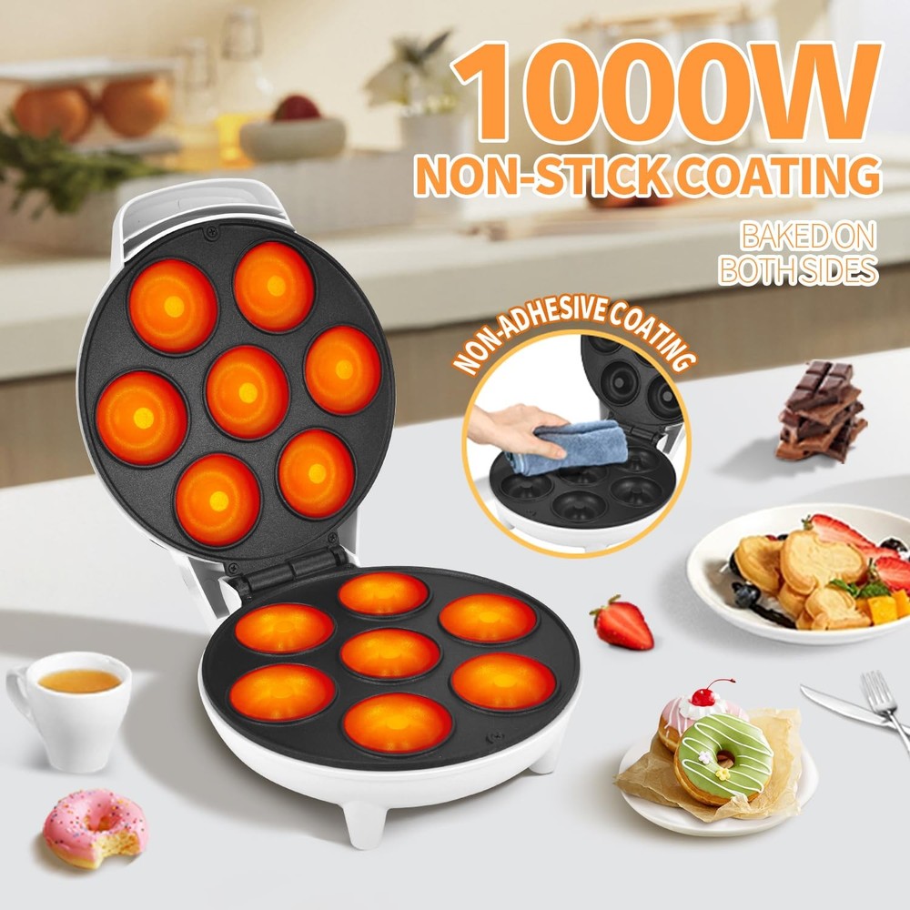 Mini Donut Maker - Non-Stick, Cool Touch Electric Doughnut Machine for Mini D...