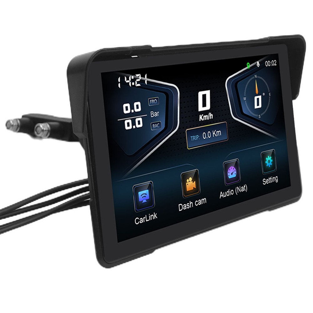 Motorcycle Dashcam 7inch Touchscreen Loop Recording GPS Tracking Bluetooth V4.0