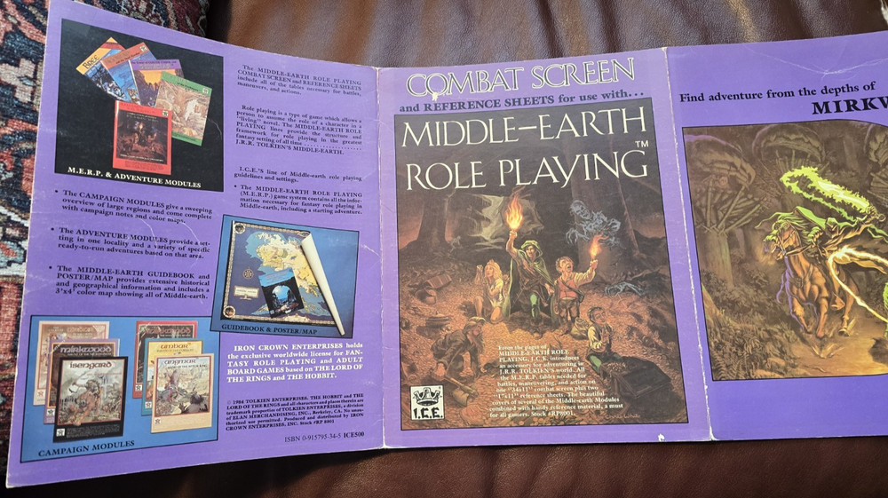 Iron Crown Enterprises, Inc. - M.E.R.P. Combat Screen/Reference Sheets - #RP8001