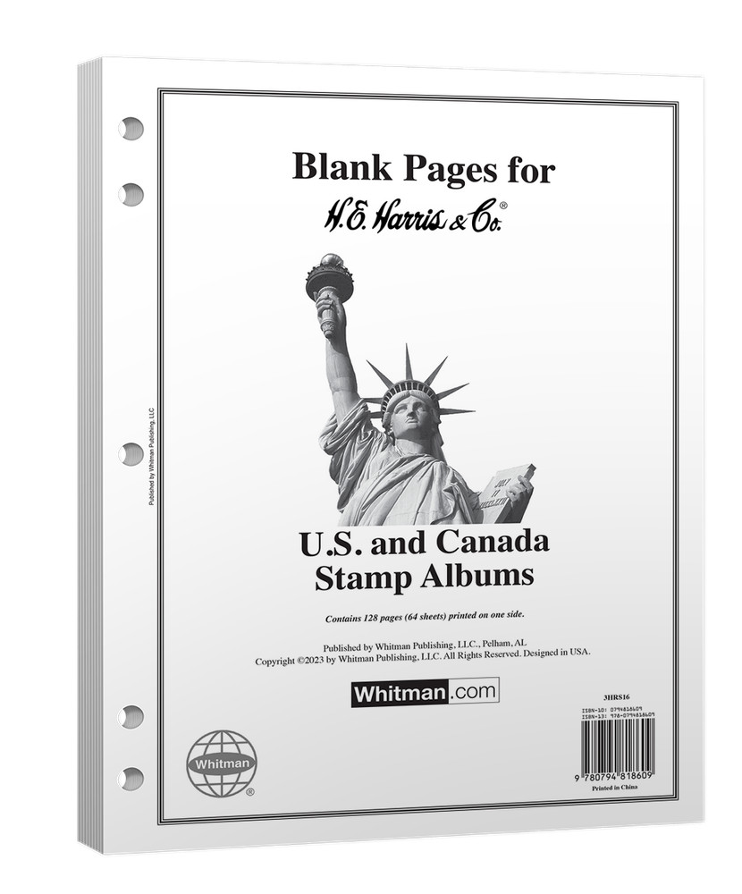 H.E. Harris® US/UN/Canada Blank Pages for Postage Stamp Albums - 64 Sheets