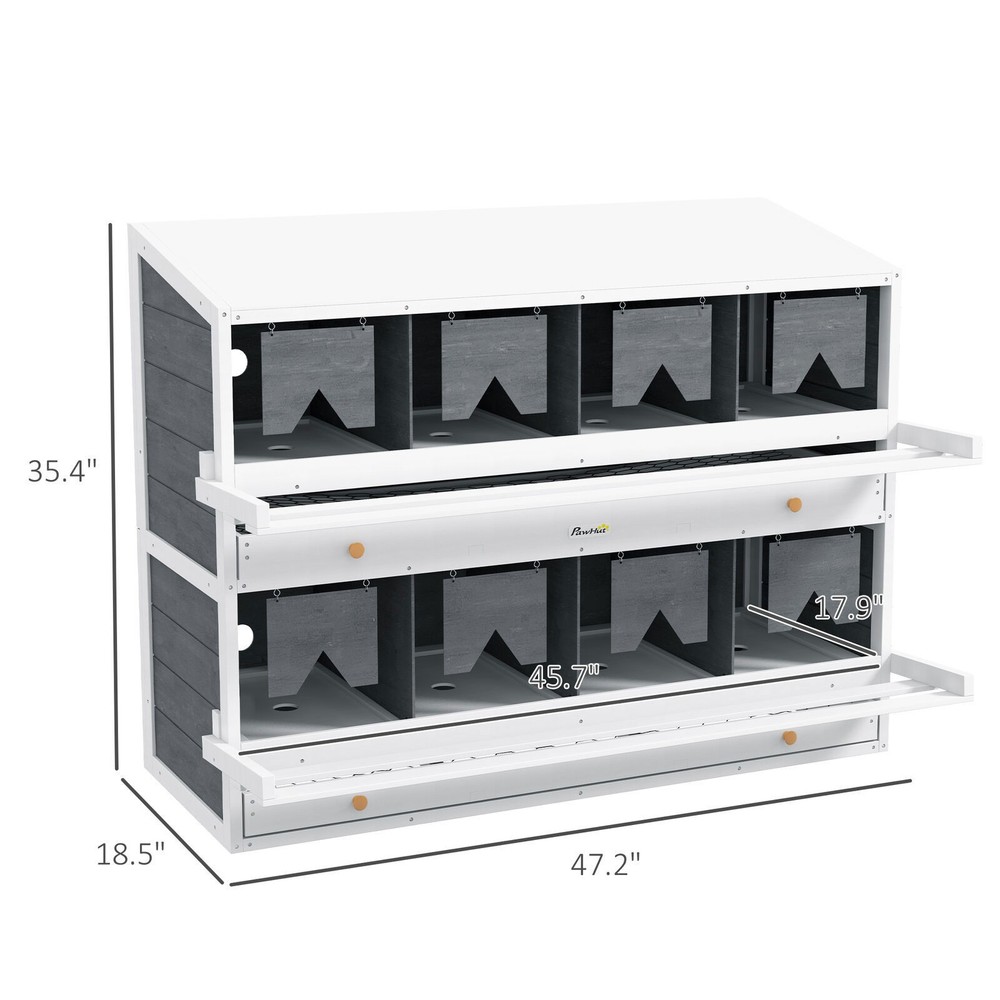 8 Compartments Nesting Boxes for Chickens w/ 2 Egg Collection Trays