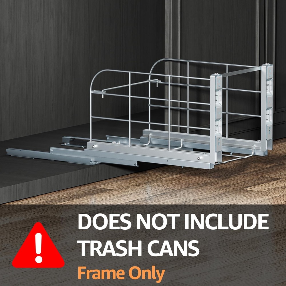 Pull Out Trash Can Under Cabinet with Soft-Close A-Single, Sliver