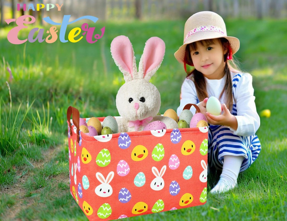 BOOHIT Rectangle Empty Easter Baskets Boy Large Toy Storage Bin Girls collaps...
