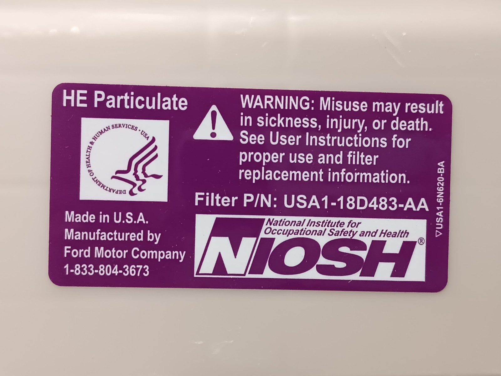 Ford Motor Co. USA1-PAPR-KIT PAPR, Battery, Battery Charger, Hood, NIOSH Filter