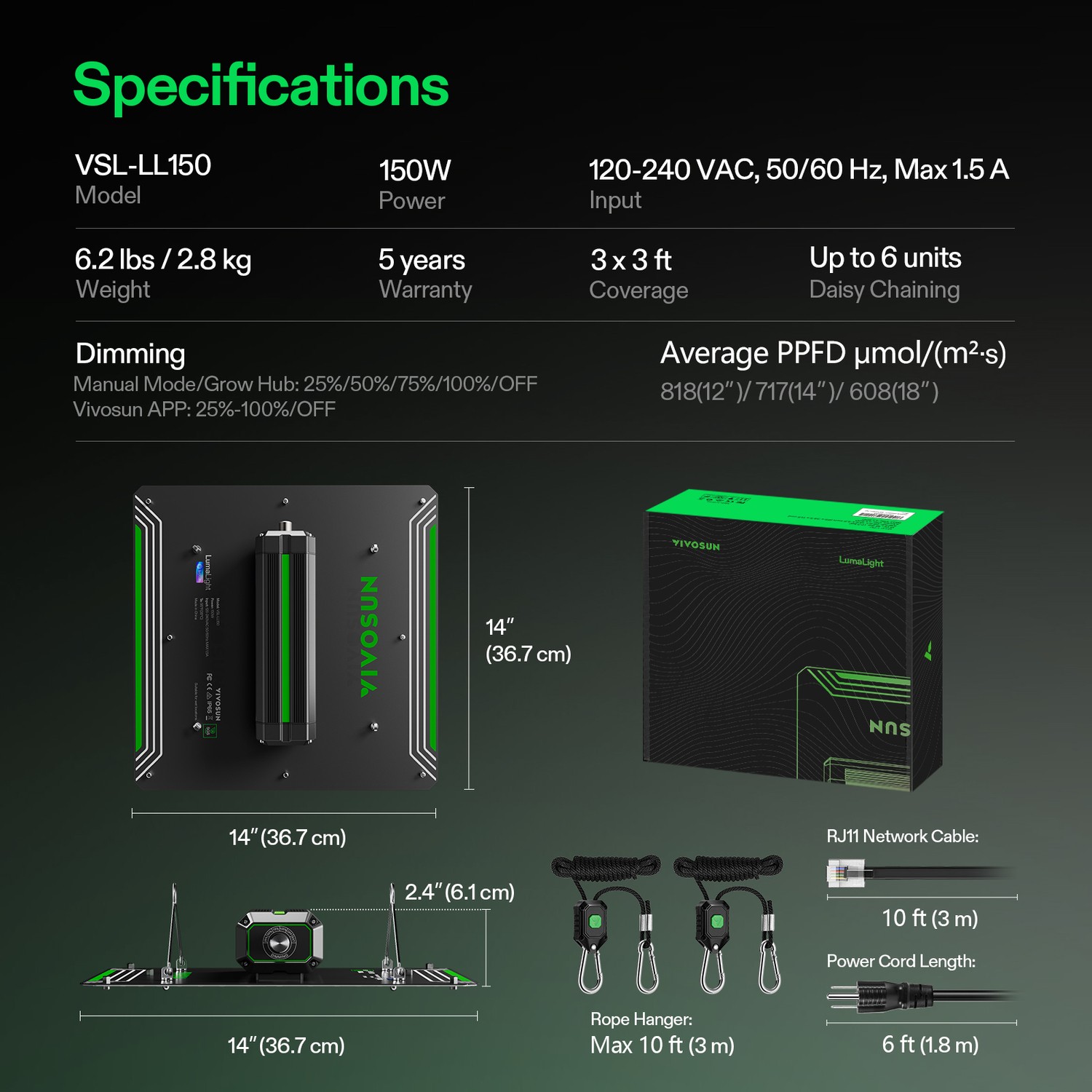 VIVOSUN 2.7x2.7ft Wifi Starter Grow Tent Kit 150W LED 4" Ventilation Kit w/ A22