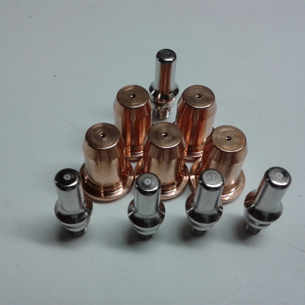 10PC TECMO FLAT TIP & ELECTRODE SET PT AND IPT 40 & 60 PLASMA CUTTER TORCH READ