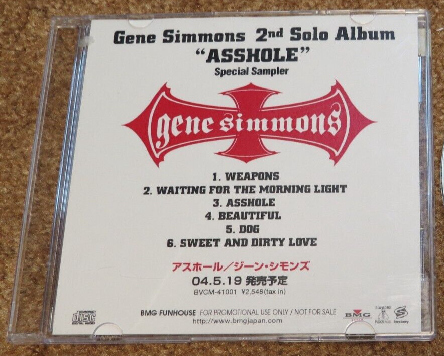 KISS GENE SIMMONS A$$HOLE JAPANESE 6 SONG SAMPLER PROMO CD