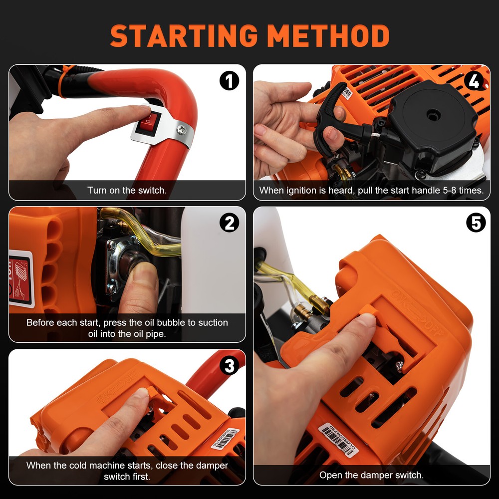 2-stroke Auger Post Hole Digger+3xDrill Bits 52cc Heavy Petrol Post Hole Digger