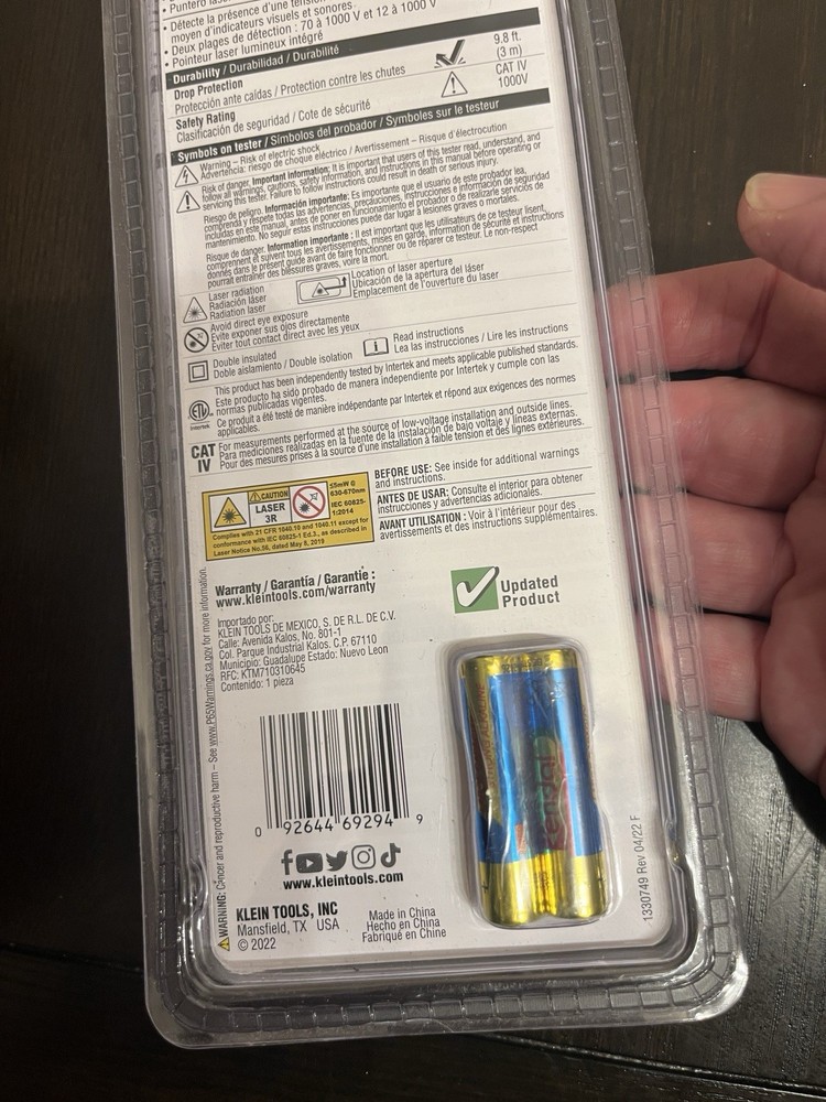 Klein Tools NCVT-5A Dual-Range on-Contact Voltage Tester With Laser Pointer