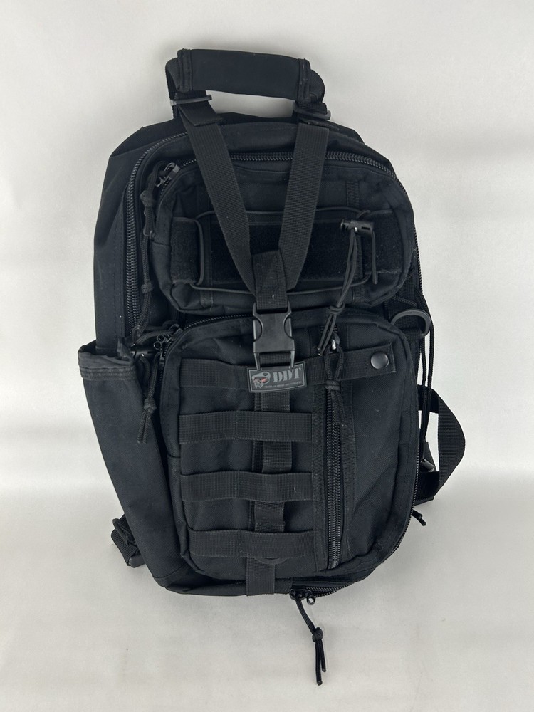 DDT Assassin Black Sling Shoulder Bag Tactical Range Hiking Pack Multi Pocket