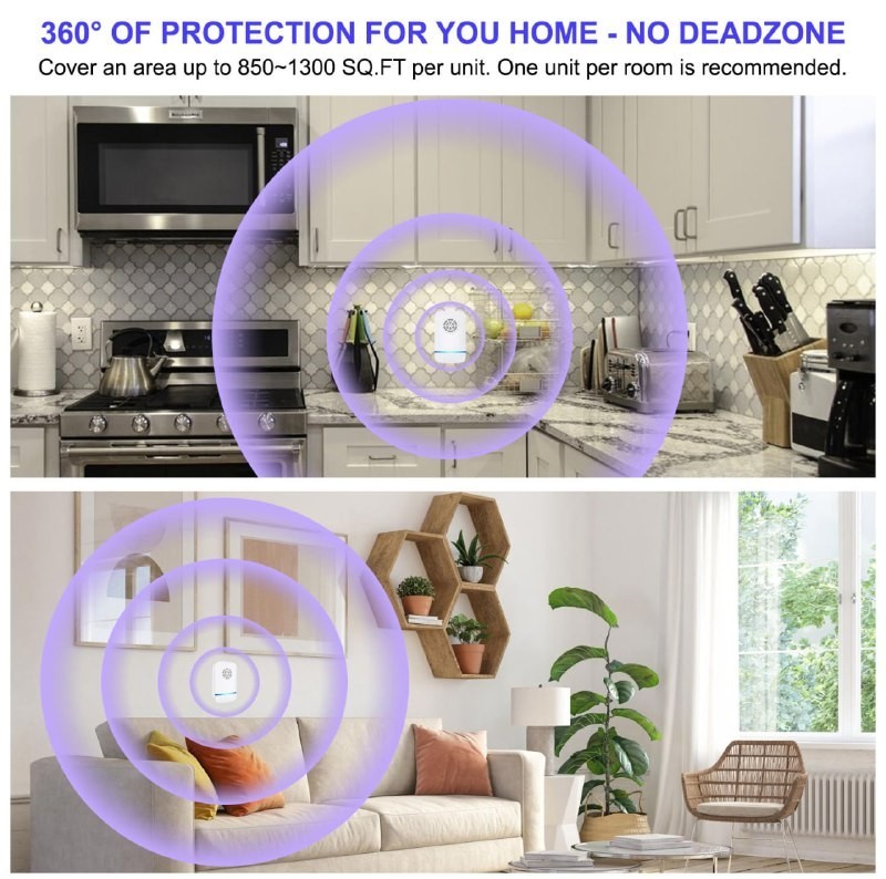 (2 Pack) 6 pcs Ultrasonic Pest Repeller Control Electronic Repellent Bug Pests