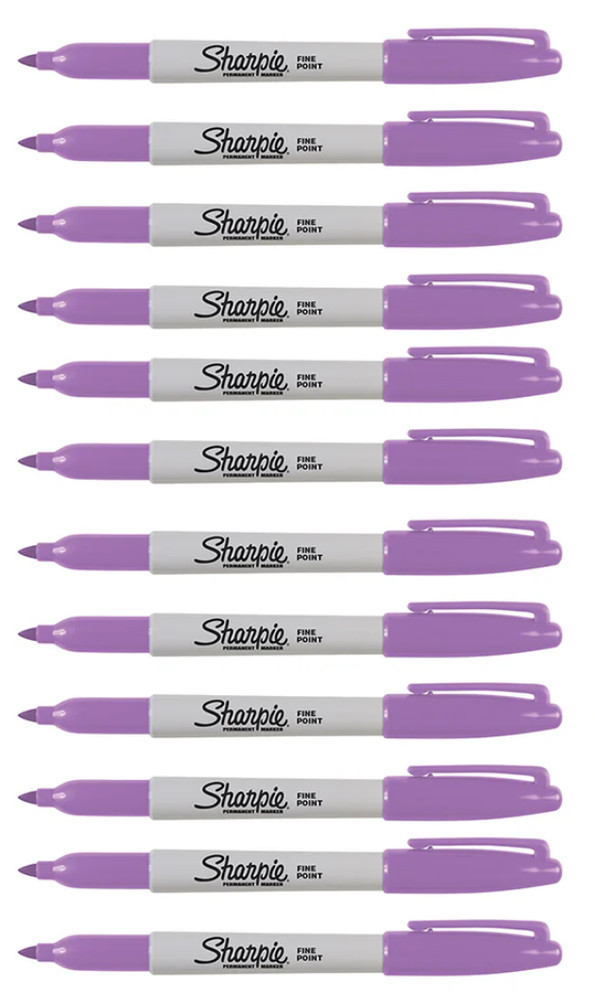 Sharpie Permanent Marker, Fine Point, Boysenberry ink, 12 Count