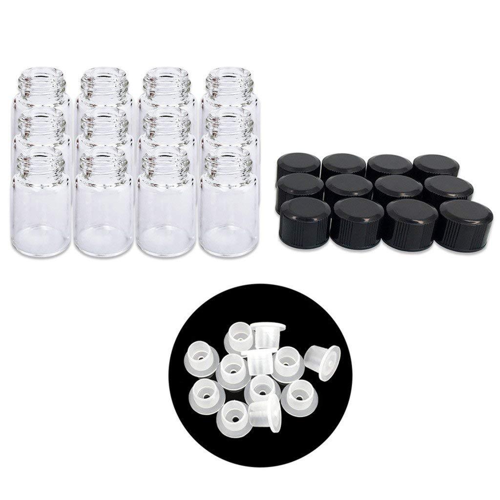 12 Pieces 2ML Clear Essential Oil Small Sample Glass Vials Bottles Containers