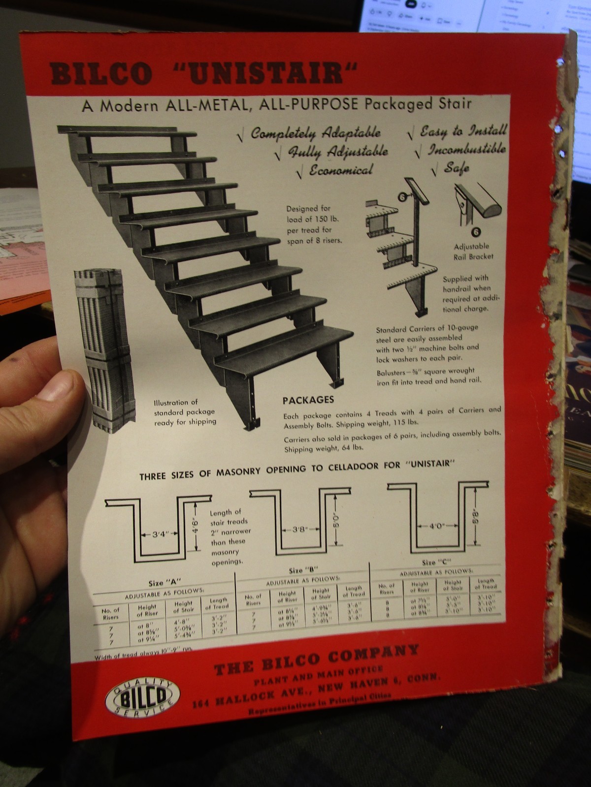 BILCO COMPANY New Haven Connecticut Cellar Door Basement Steps Stair Building
