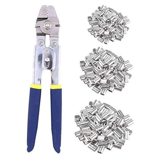 Wire Rope Cable Crimping Tool, Wire Rope Swaging Tool with Cutting Function,