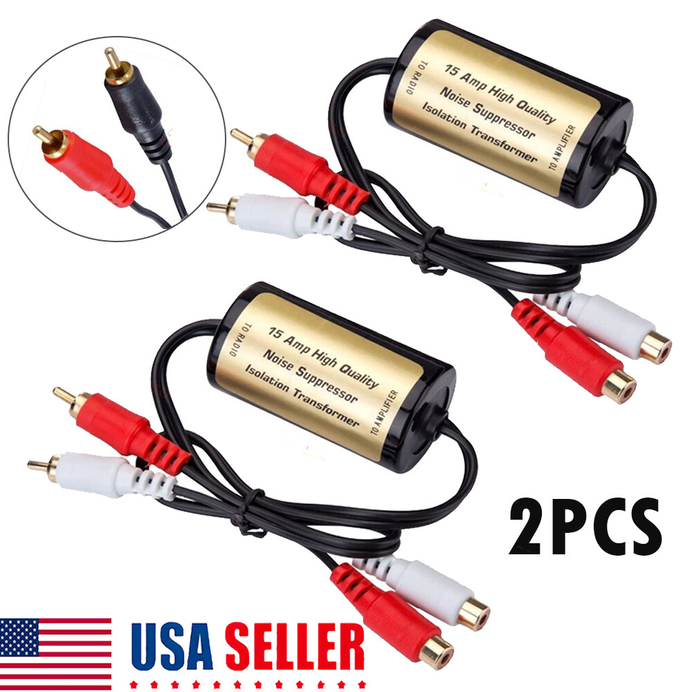 RCA Audio Noise Filter Suppressor Ground Loop Isolator for Car AMP Home Stereo