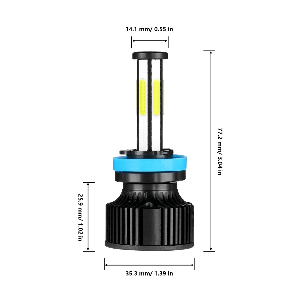 6-Sides H11 H9 LED Headlight Bulbs Low Beam Super Bright 15000W 2500000LM White