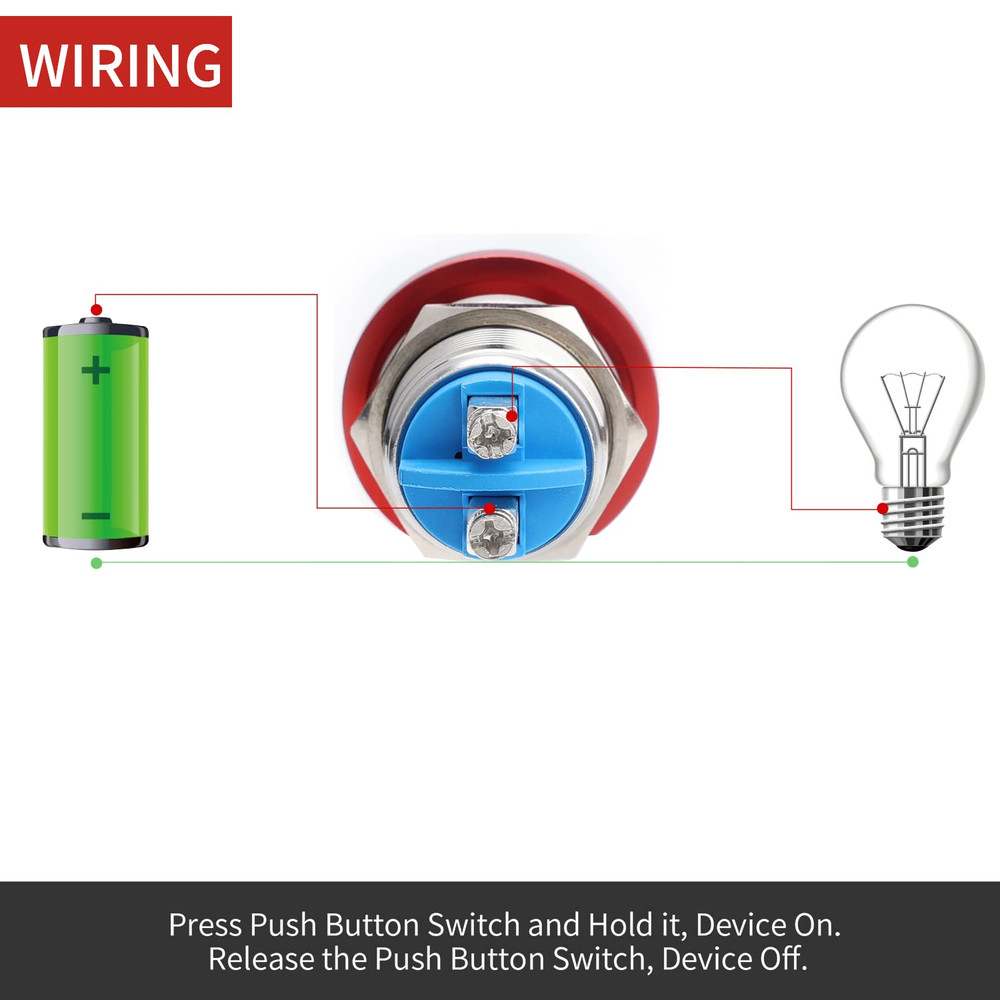 19MM Mushroom Head Push Button Switch Momentary Push Button IP65 Waterproof 12V