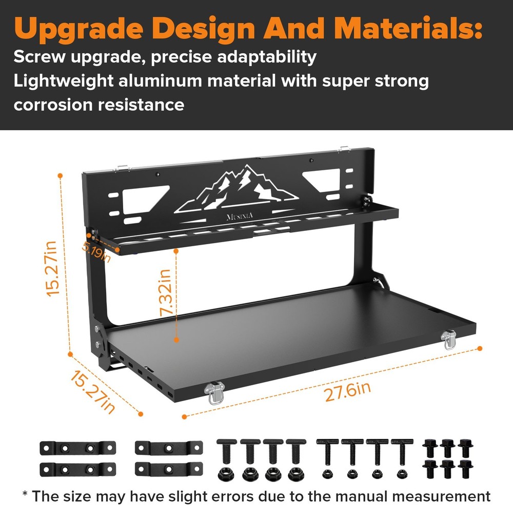 For 2021-2026 Ford Bronco Foldable Tailgate Table Double-Layer Cargo Shelf, Alu