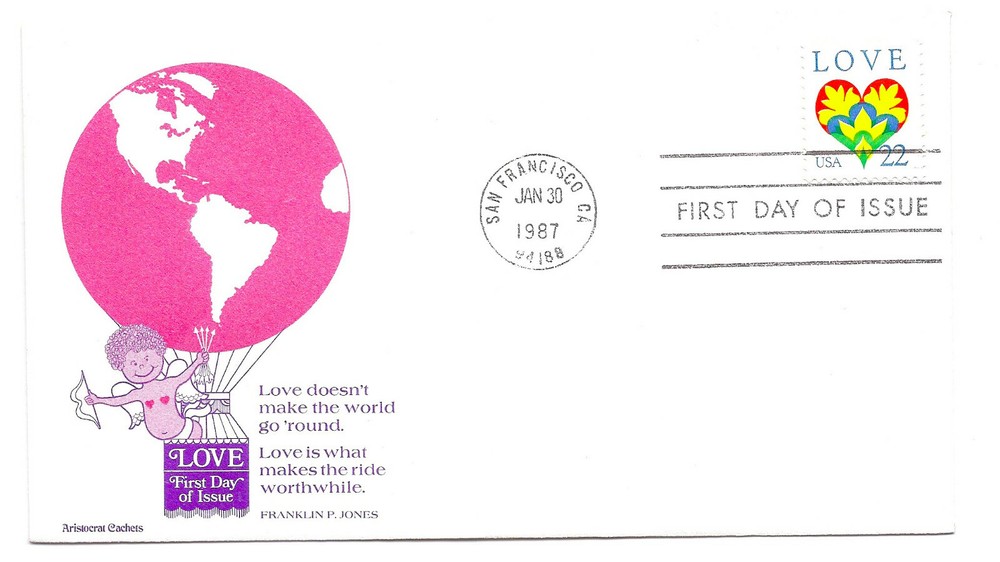2248 1987 Love Stamp Aristocrat Cachets  FDC