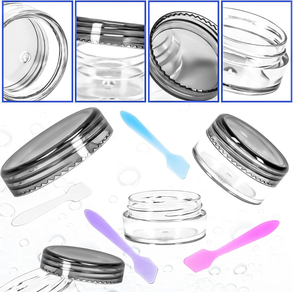 100 Pcs 5G Empty Plastic Containers with Black Lids,Mini Makeup Sample Container