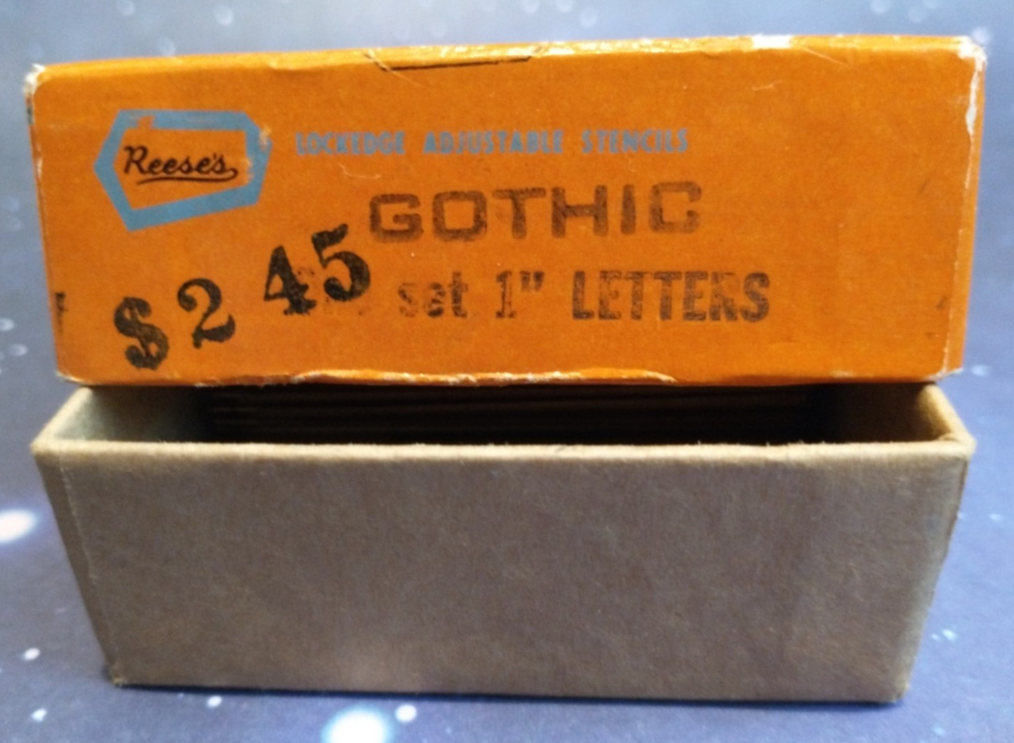 Vintage Reese's Adjustable Lockedge Brass Stencils 1" Gothic Letters Set