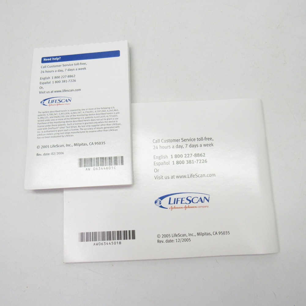 One Touch Ultra 2 Owners Manual Booklet and Quick Reference Guide ONLY