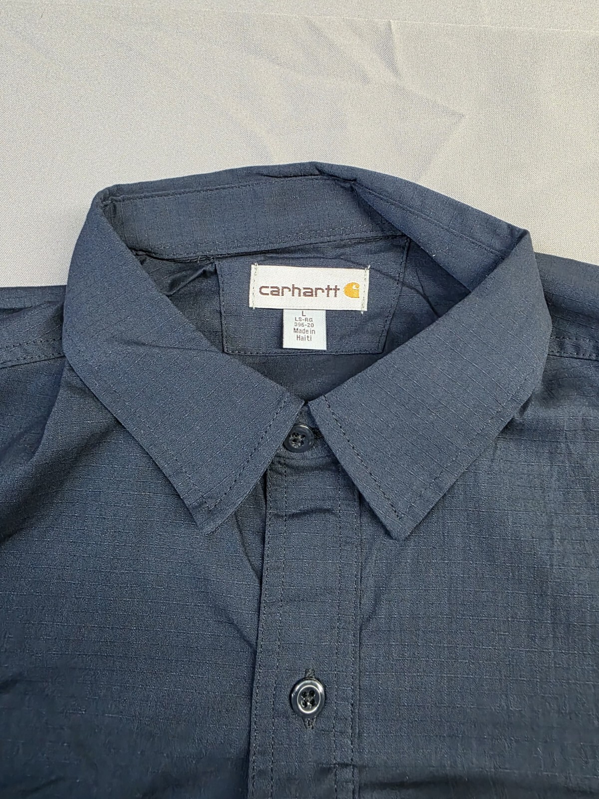 Carhartt Men's Long-Sleeve Button-Down Work Shirt Navy