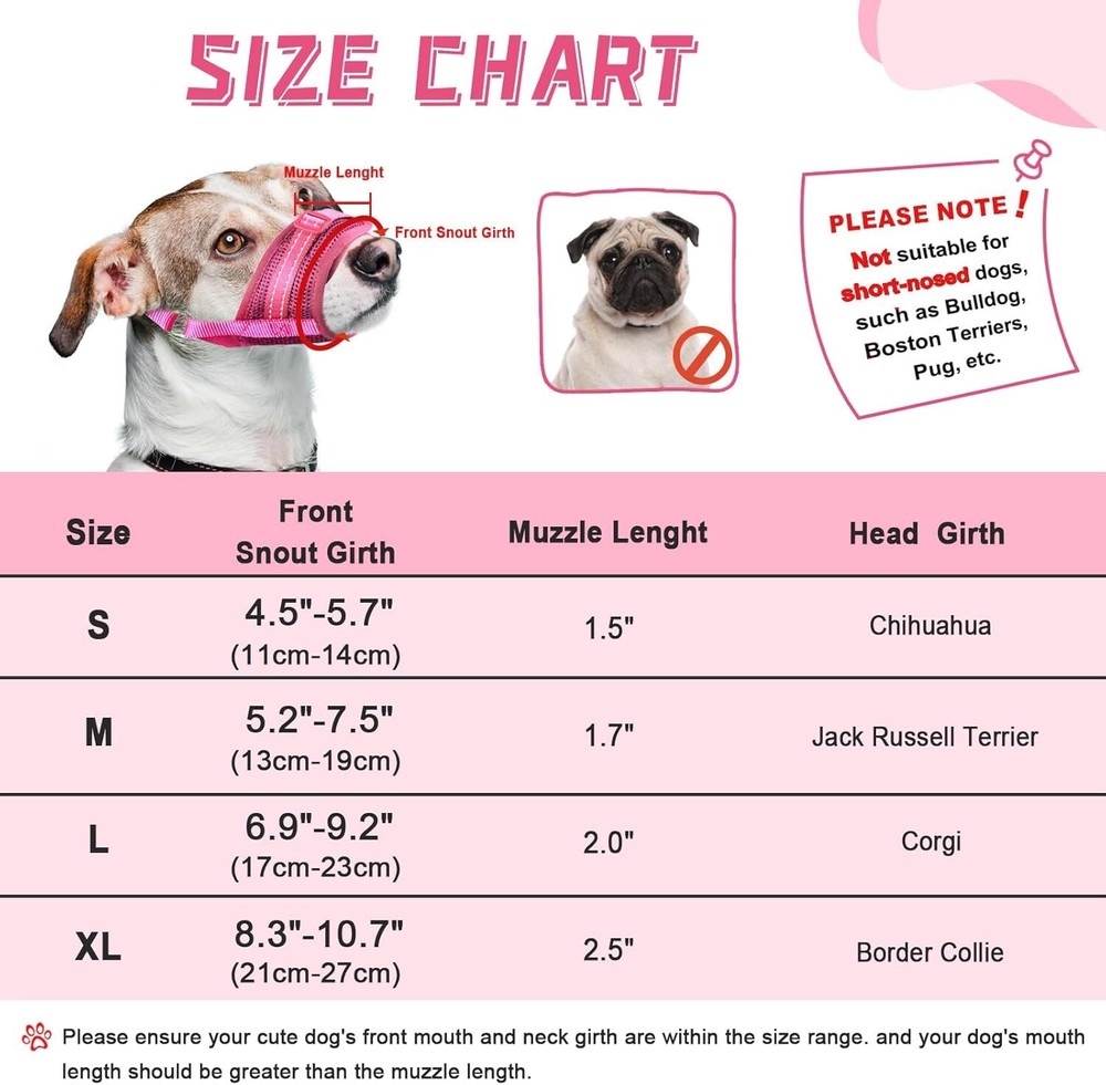 Dog Muzzle Soft Air Mesh Muzzle for Small Dogs, Pink (FREE SHIPPING)