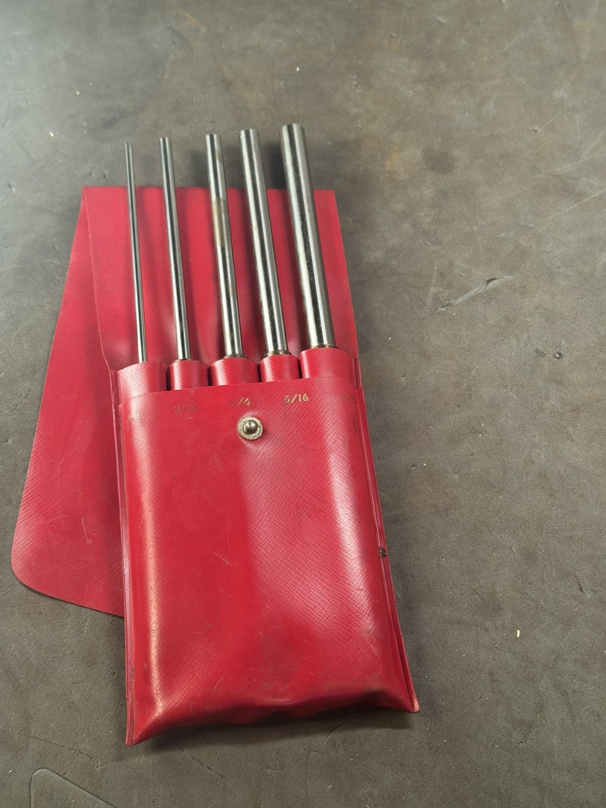 Vintage Lufkin 172 S Complete Original Punch Set Pouch 5 pcs Set Machinist
