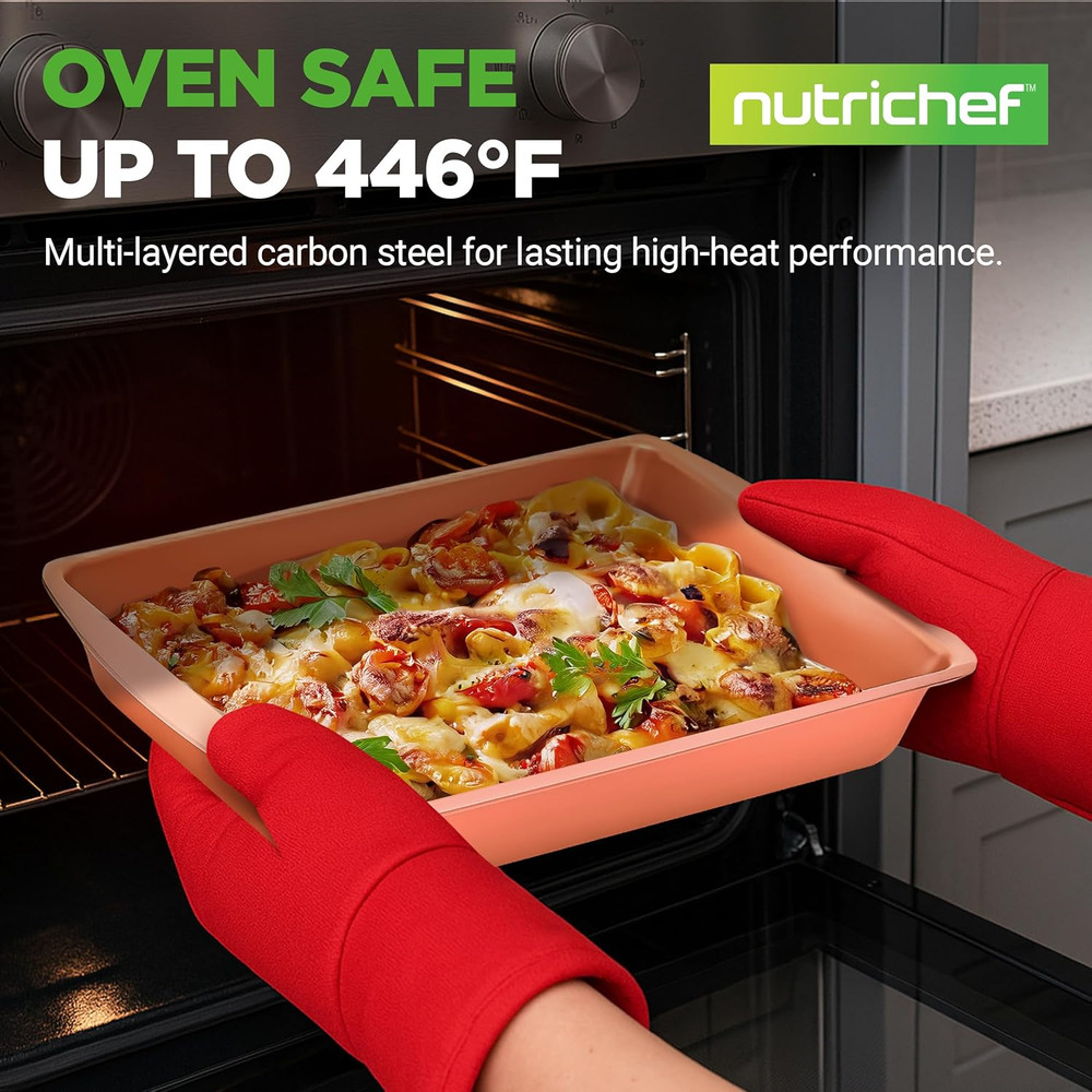 5-Piece Bakeware Set – Premium Non-Stick, Stackable Kitchen Baking Pans with Sil